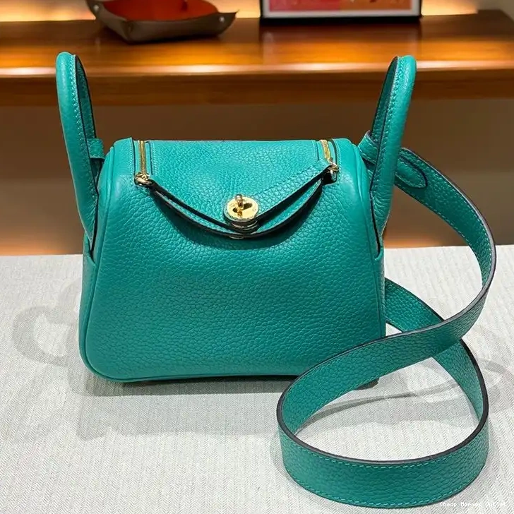 Gold Mini In Leather Bag Lindy Togo Teal Hardware Hermes 0430
